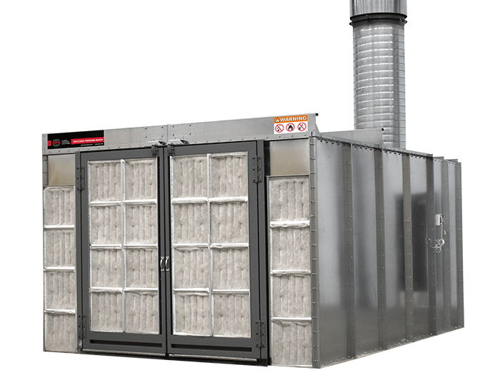 Enclosed dry filter booth
